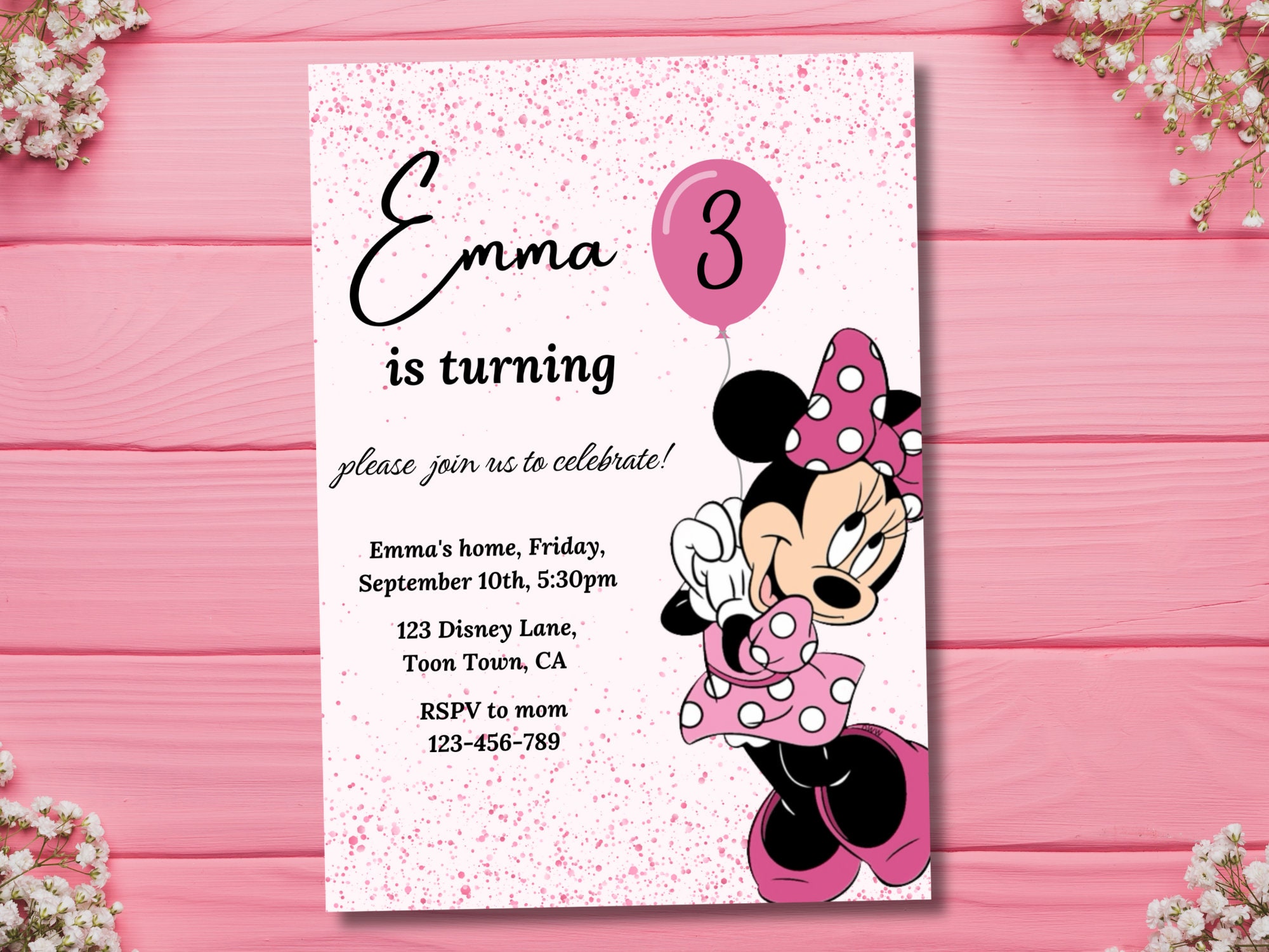 Coolboss Red minnie mouse Birthday Invitation Template, Kids Phone  Invitation, Electronic Invite, Invite : : Toys & Games