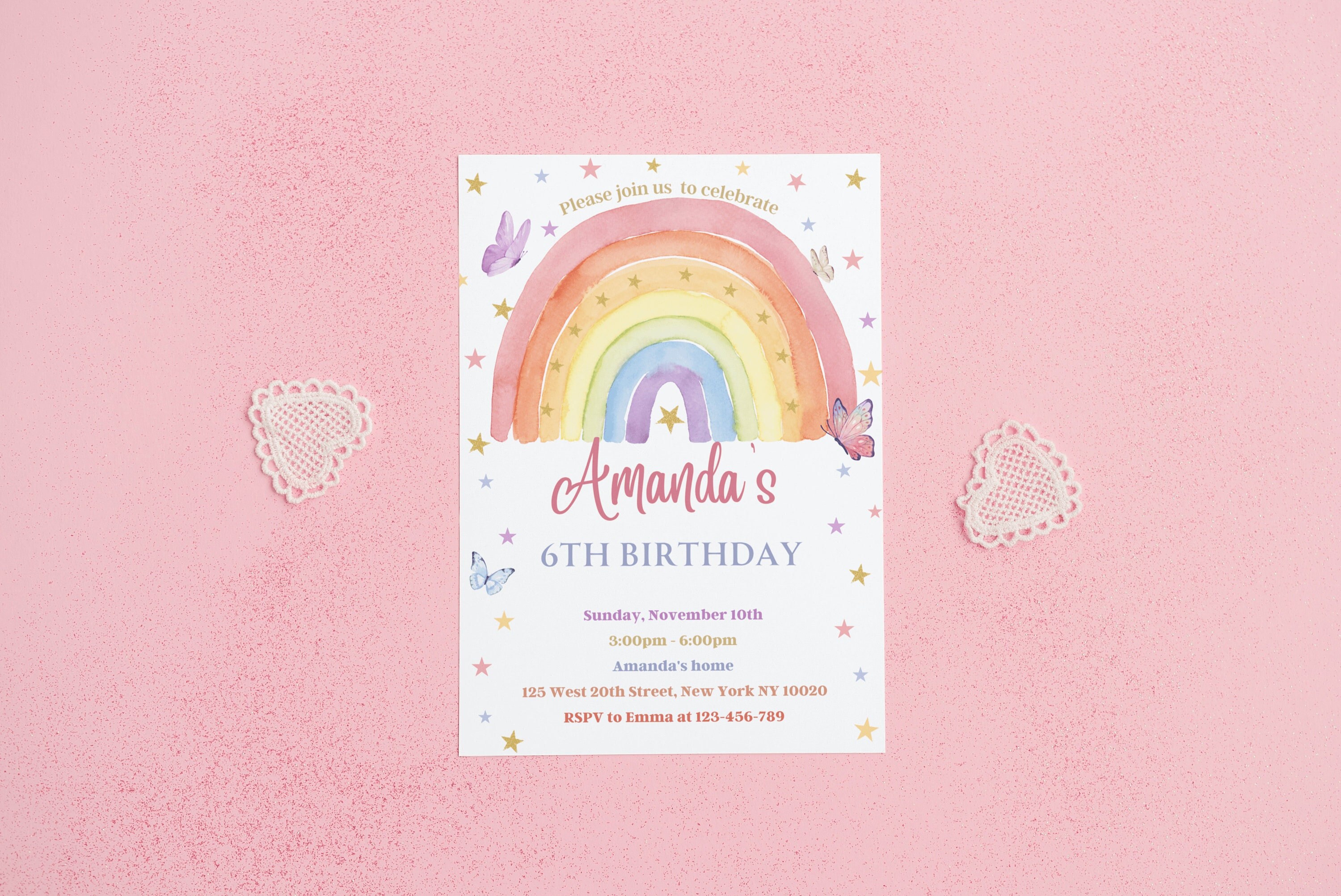 Rainbow Birthday Invitation Boho Rainbow Birthday Invitation Etsy