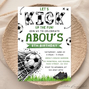 Invitación de cumpleaños para niño con temática de fútbol, invitación de fútbol, invitación de fútbol para teléfono, invitación de Canva, invitación de cumpleaños de fútbol