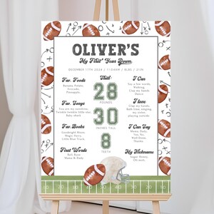 Cartello traguardo compleanno 1° anno di età Cartello traguardo primo anno di età Poster traguardo festa di football per ragazzi