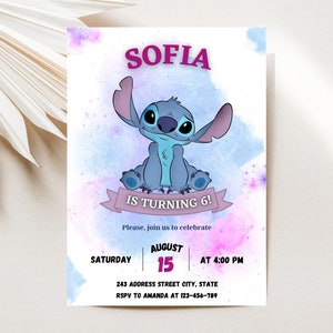 Invitation Stitch - Carton d'invitation - Fête d'enfants - Anniversaire