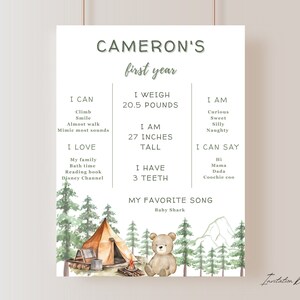 One Happy Camper Milestone Sign One Camper Birthday Party 1st Birthday Camper Milestone Sign