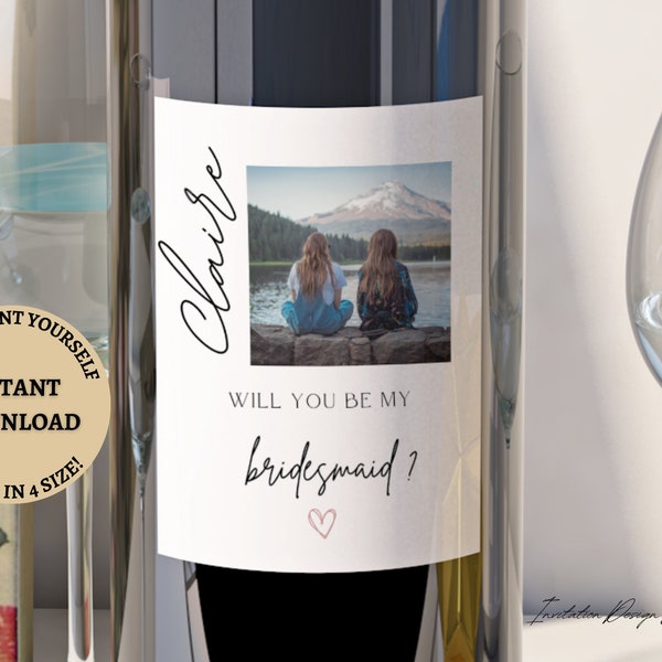 Will You Be My Bridesmaid Wine Label Template Custom Wine Label Bridesmaid Wine Label