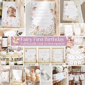 Fairy First Birthday Milestone Board, Fairy Birthday Party Girl Baby Milestone Poster, 1st Year Milestone Sign, Fairy Wings Photo Poster image 4