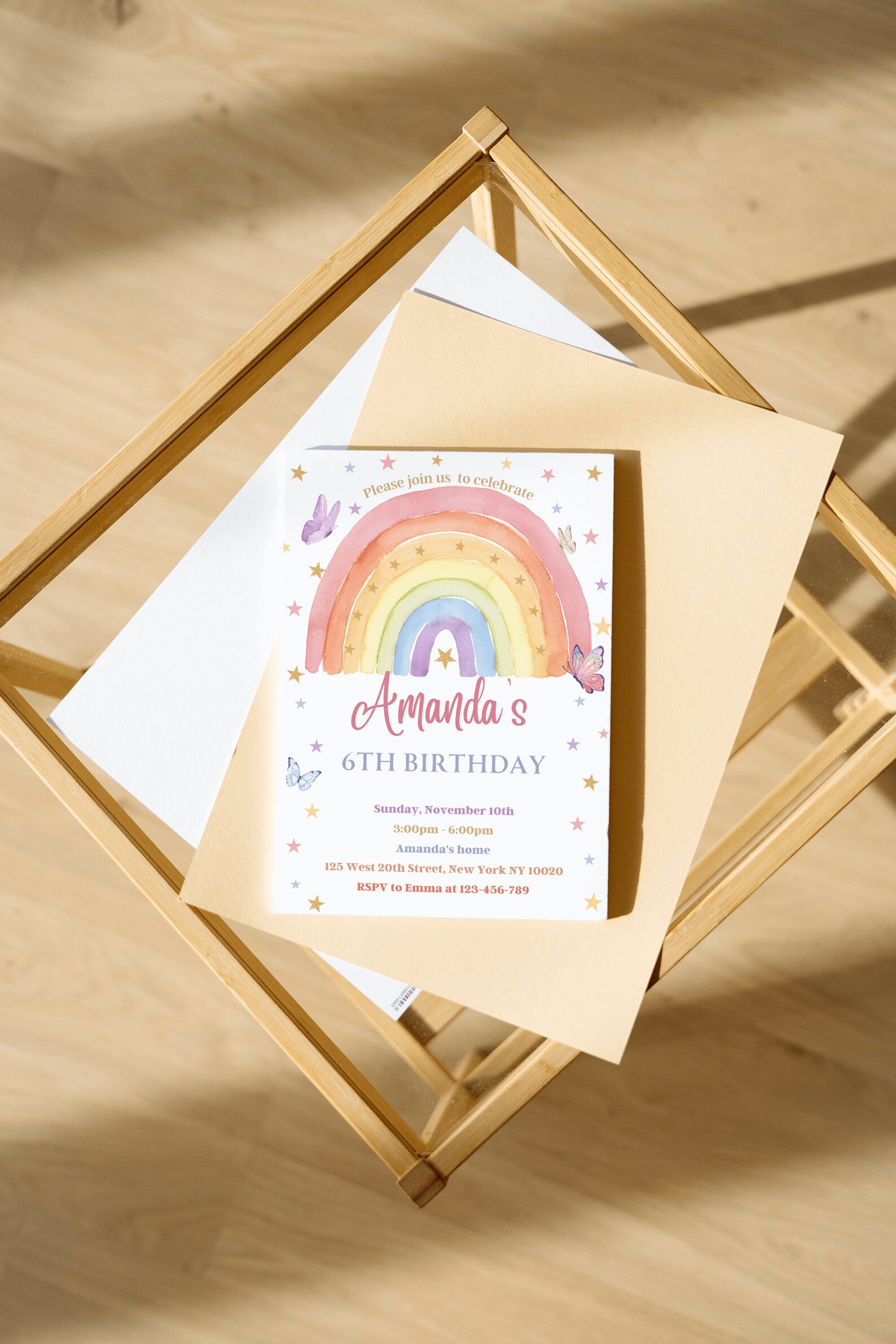 Rainbow Birthday Invitation Boho Rainbow Birthday Invitation Etsy