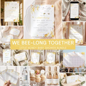Bee Baby Shower Invitation Bundle, Mommy to Bee Baby Shower Invite Template, Little Honey Baby Shower Decorations, We Bee-long Together