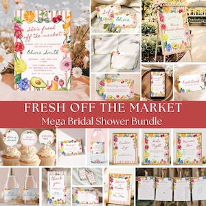 Off The Market Bridal Shower Bundle, Farmer&#39;s Market Bridal Shower Template, Colorful Bridal Shower Party, She&#39;s Fresh Off The Market
