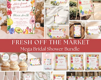 Off The Market Bridal Shower Bundle, Farmer's Market Bridal Shower Template, Colorful Bridal Shower Party, She's Fresh Off The Market