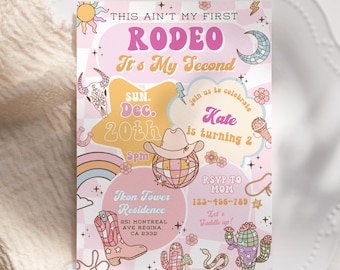 Editable My Second Rodeo Birthday Invitation Wild West Birthday 2nd Birthday Invitation Rodeo Party Birthday Invitation