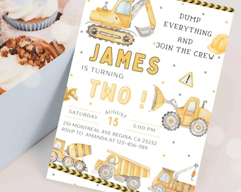 Dump Truck Birthday Invitation Construction Theme Birthday Invitation Digger Birthday Electronic Invite