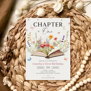 A New Chapter Begins Storybook First Birthday Invitation, One for the ...