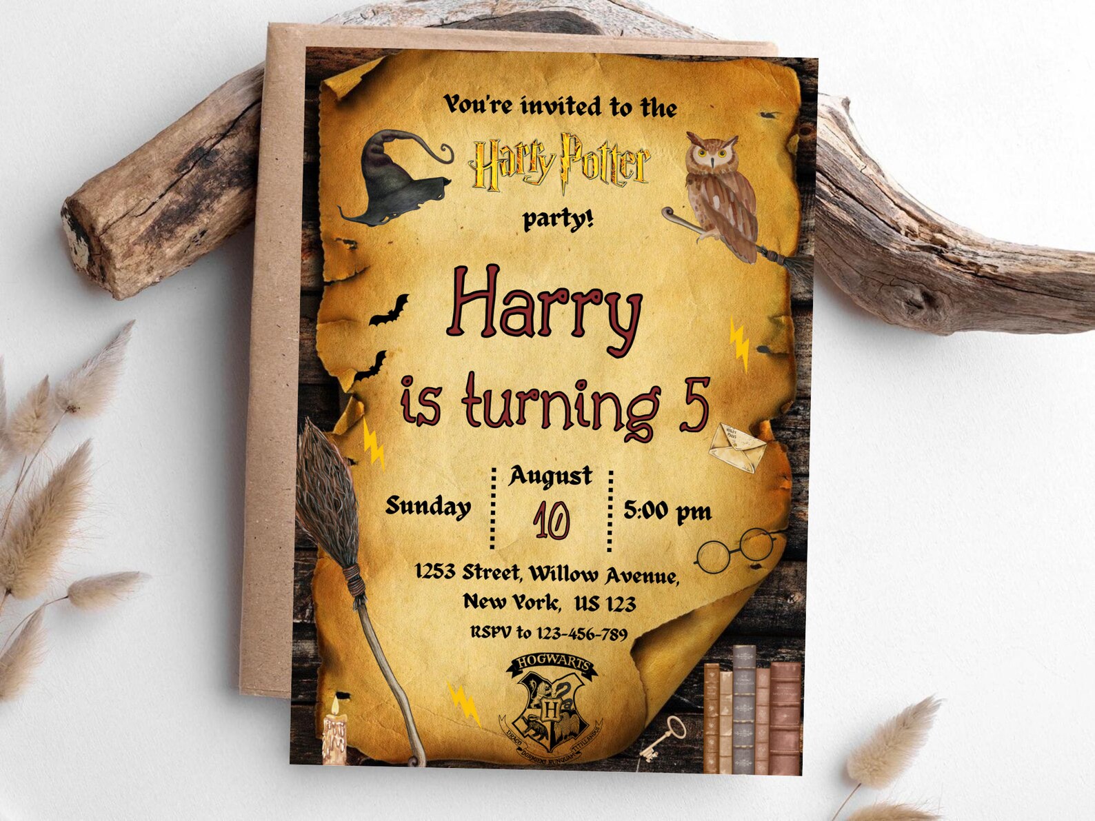 Editable Wizard Invite Hogwarts Invitation Hogwarts Party Magic