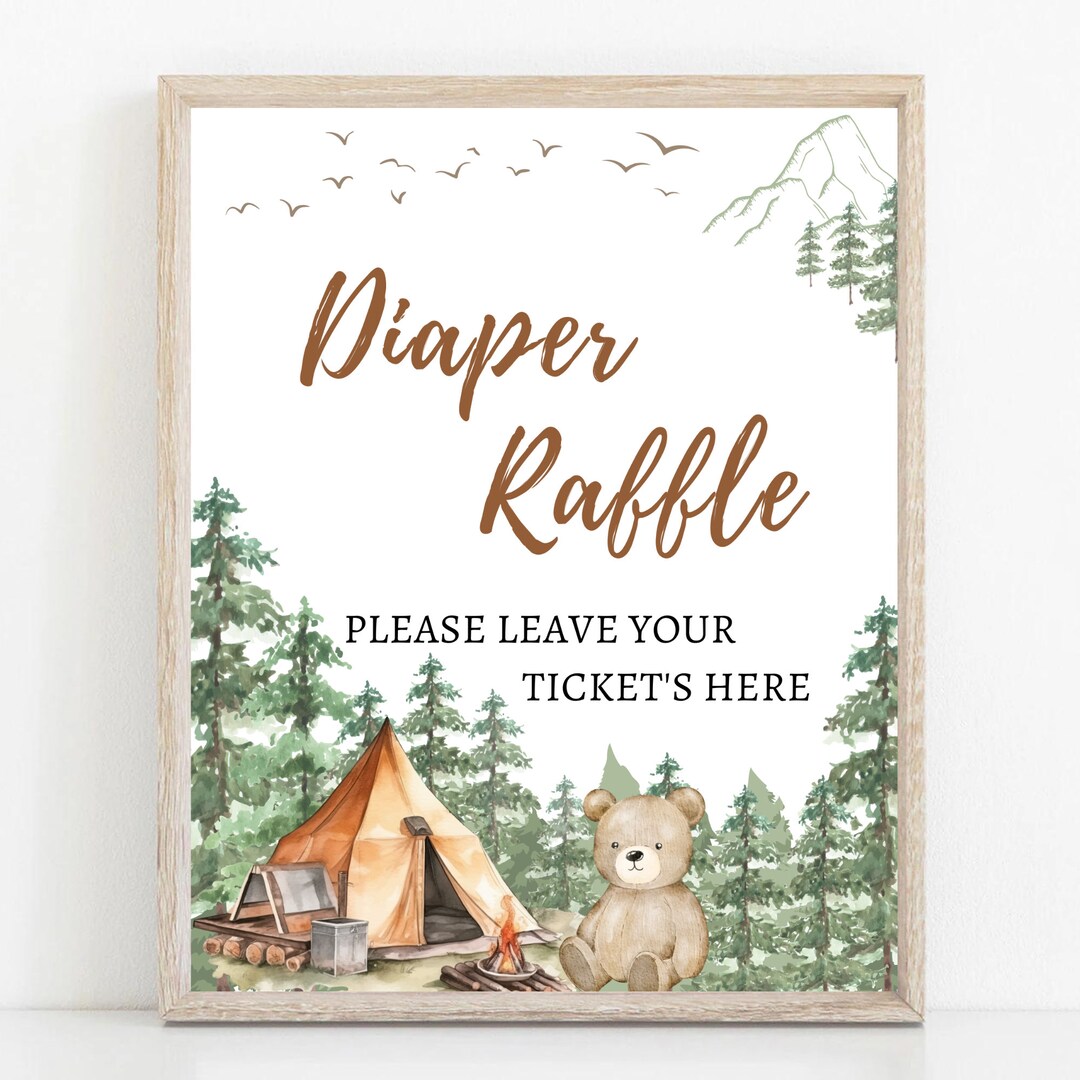 Camp Theme Diaper Raffle Sign: Wild Baby Shower (PDF) - Etsy