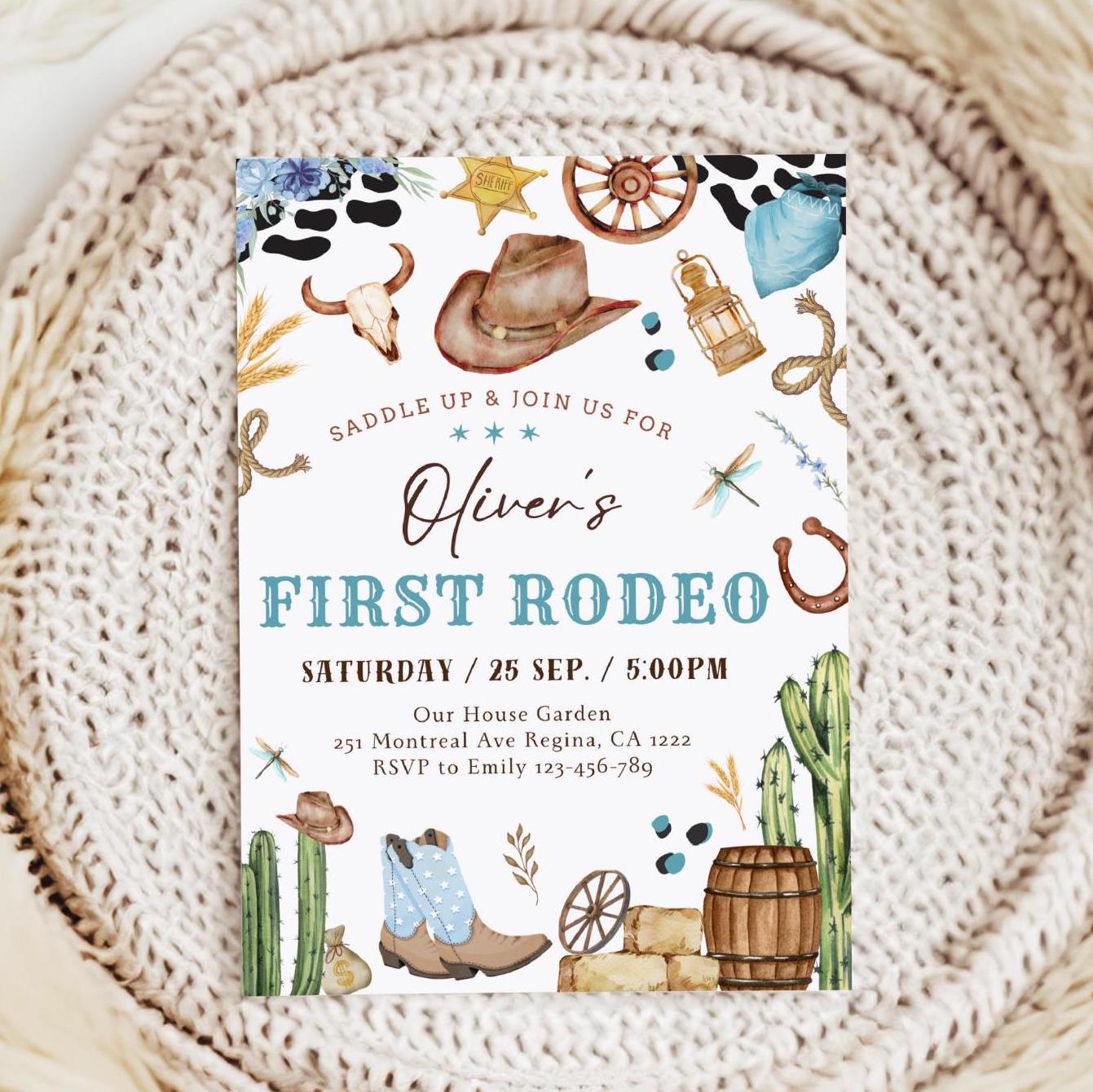 My First Rodeo Birthday Invitation Wild West Birthday Invitation 1st ...