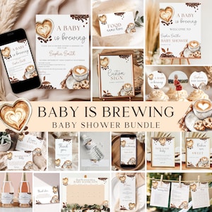 Coffee Themed Baby Shower Bundle, A Baby is Brewing Baby Shower Bundle Package, Coffee Baby Shower Decor