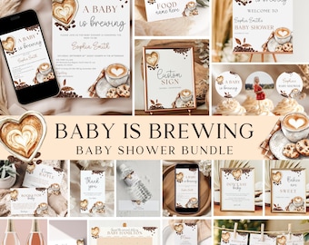 Coffee Themed Baby Shower Bundle, A Baby is Brewing Baby Shower Bundle Package, Coffee Baby Shower Decor