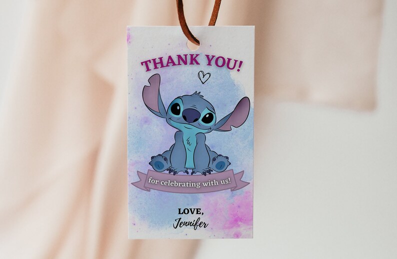 Stitch Thank You Tag Lilo Stitch Party Lilo Stitch Birthday Etsy