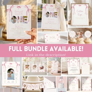 Editable Pink Bow First Year Milestone Board, Coquette 1st Birthday Photo Sign, Girls Just Wanna Be One Milestone Poster image 4