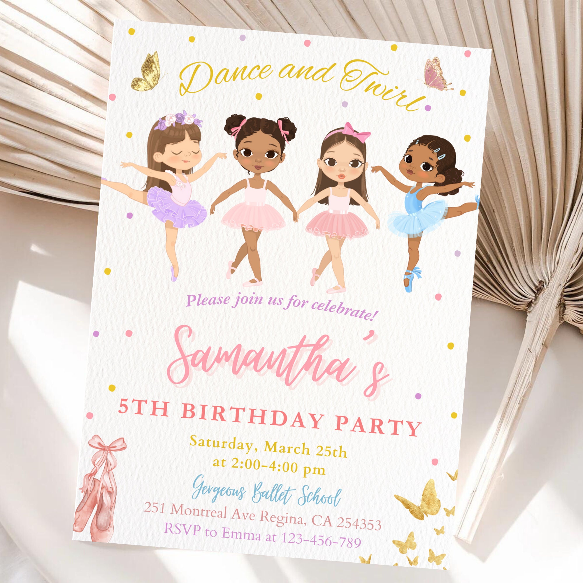 Editable Ballet Invitation Cute Ballet Invite Little Ballerina Birthday ...