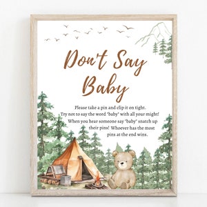 Non dire Baby Sign Baby Shower Camper Baby Shower Wild Baby Shower Sign Camp Baby Shower Sign