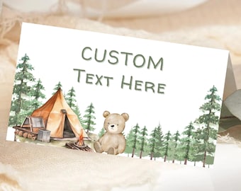 Eine Happy Camper Geburtstag Tischkarte Ein Happy Camper Food Label Camp Theme Party Food Tent