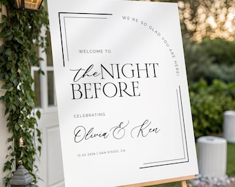 The Night Before Rehearsal Dinner Welcome Sign, Luxury Minimalist Wedding Signage, Modern Wedding Rehearsal Decoration