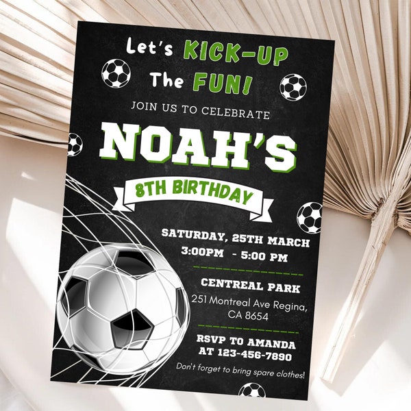 Editable Soccer Birthday Invitation Football Birthday Invitation Soccer Theme Party Cute Invite