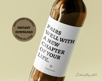 Etichetta del vino del nuovo capitolo Carta Fresh Start Etichetta del vino del regalo promozionale Celebrazione del nuovo lavoro