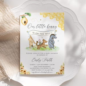 Classic Winnie the Pooh Baby Shower Invitation A Little Hunny Is On The Way Baby Shower Evite Our Little Honey Invitation