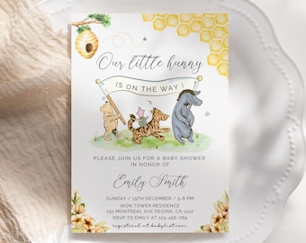 Classic Winnie the Pooh Baby Shower Invitation A Little Hunny Is On The Way Baby Shower Evite Our Little Honey Invitation