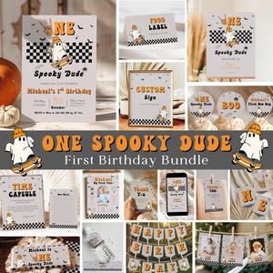 Spooky One Dude Boy Einladungspaket zum 1. Geburtstag, Halloween zum 1