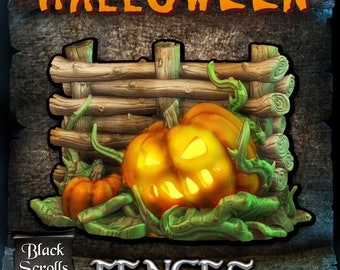 Halloween Fences With Pumpkins Dnd - Fantasy - Tabletop - Printable Terrain - Wargaming Scenery - Black Scrolls Games - 15mm - 28mm - 32mm