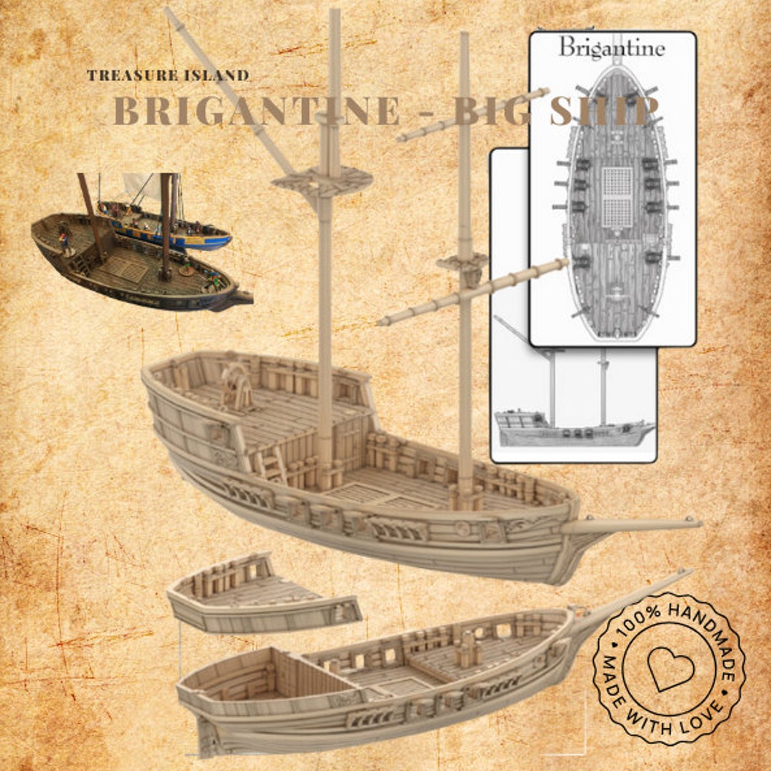 Treasure Island Brigantine Big Ship Boat 15mm 28mm 32mm Iain Lovecraft