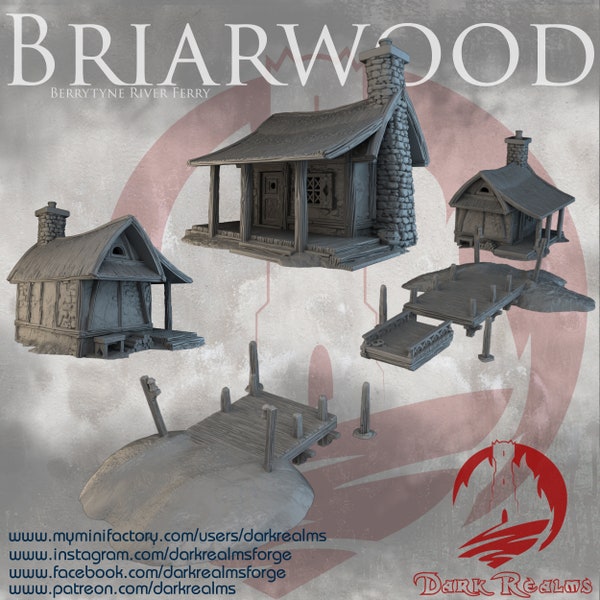 Briarwood - Berrytyne River Ferry - 15mm - 28mm - 32mm - Tabletop - Wargame - Fantasy Building Terrain - Mordheim - DnD - Dark Realms Forge