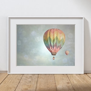 Hot Air Balloon Photography Print, Whimsical Art, Nursery Decor, Balloons Photography, Nursery Print, Kids Room Art, Colorful Balloon Art