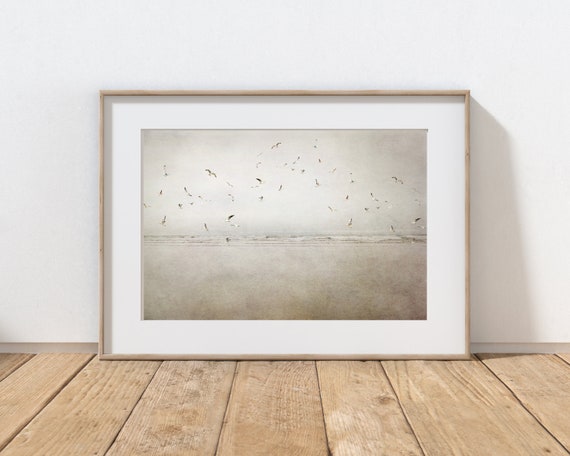Ocean Photography Print, Rustic Home Decor, Seagulls Art, Birds Art, Cannon Beach Storm, Beach House Art, Oregon Coast, Spring Landscape