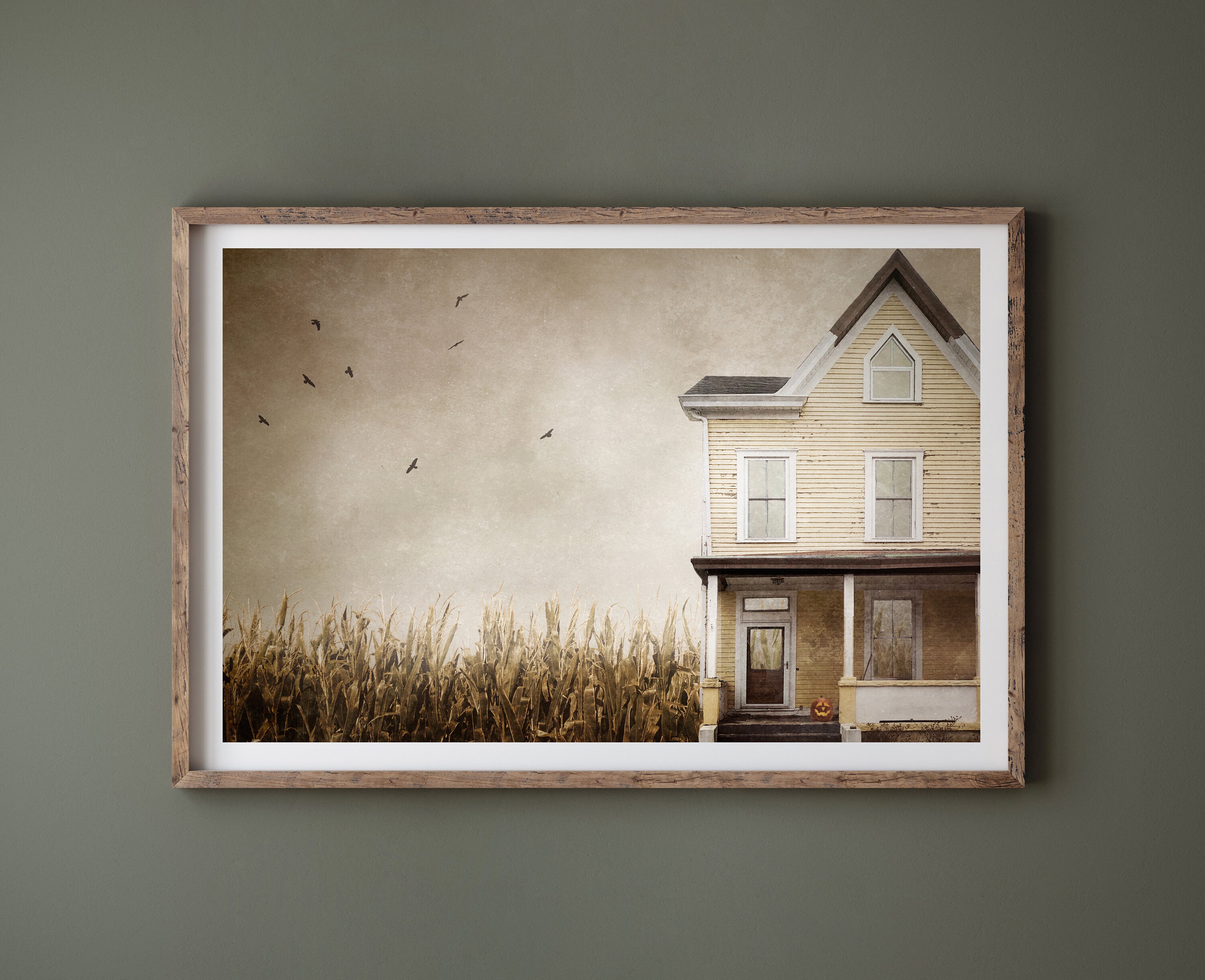 Farmhouse Photography Print, Mixed Media Art, Rustic Wall Art, Autumn ...