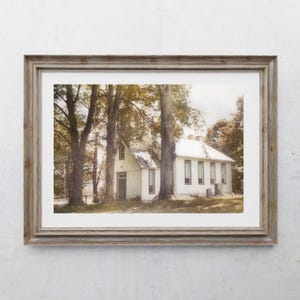 Church Photography Print, Farmhouse Decor, Rustic Home Decor, Country Churches, White Chapel, Fall Foliage, Pennsylvania Autumn Landscape