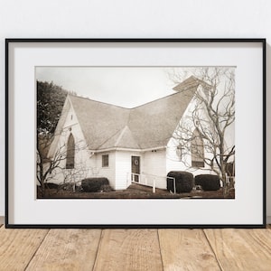 Country Church Photography Print, Farmhouse Decor, Rustic Decor, Old Churches, Whimsical Art, White Chapel, Pennsylvania Autumn Landscape