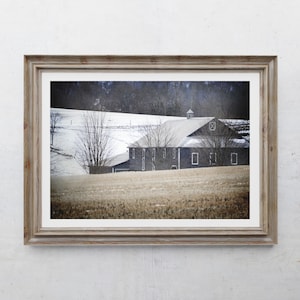 Barn Photography Print, Farmhouse Decor, Rustic Home Decor, Old Barns Photos, Country Art, Mountain Snow, Pennsylvania Winter Landscape