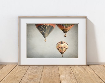 Hot Air Balloons Photography Print, Whimsical Balloon Art, Kids Room Decor, Nursery Print, Party Decor, Colorful Summer Sky Landscape