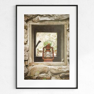 Impresión fotográfica de linterna antigua, decoración de granja, cocina rústica antigua, lavadero, arte victoriano, paisaje otoñal de Pensilvania imagen 4