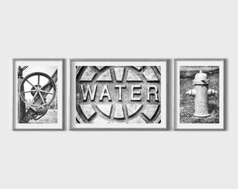 Laundry Room Photography Prints, Set of 3 Photos, Farmhouse Decor, Bathroom Art, Black and White, Home Decor, Pennsylvania Summer Landscape