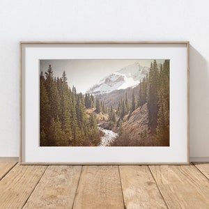 Mountain Photography Print, Rustic Farmhouse Decor, Snow Capped Mountains, Wall Art, Log Cabin Decor, Telluride Colorado, Autumn Landscape