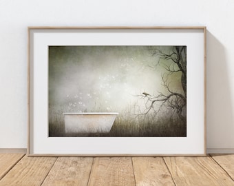 Clawfoot Bathtub Photography Print, Digital Art, Whimsical Farm, Kid's Room, Bathroom Art, Laundry Room, Farmhouse Decor, Autumn Landscape