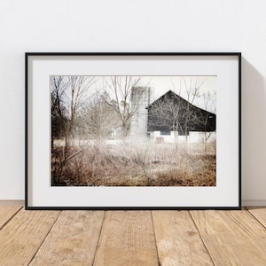 Barn Photography Print, Rustic Farmhouse Decor, Farm Photography, Old Barn Wall Art, Log Cabin Decor, Pennsylvania Winter Trees Landscape