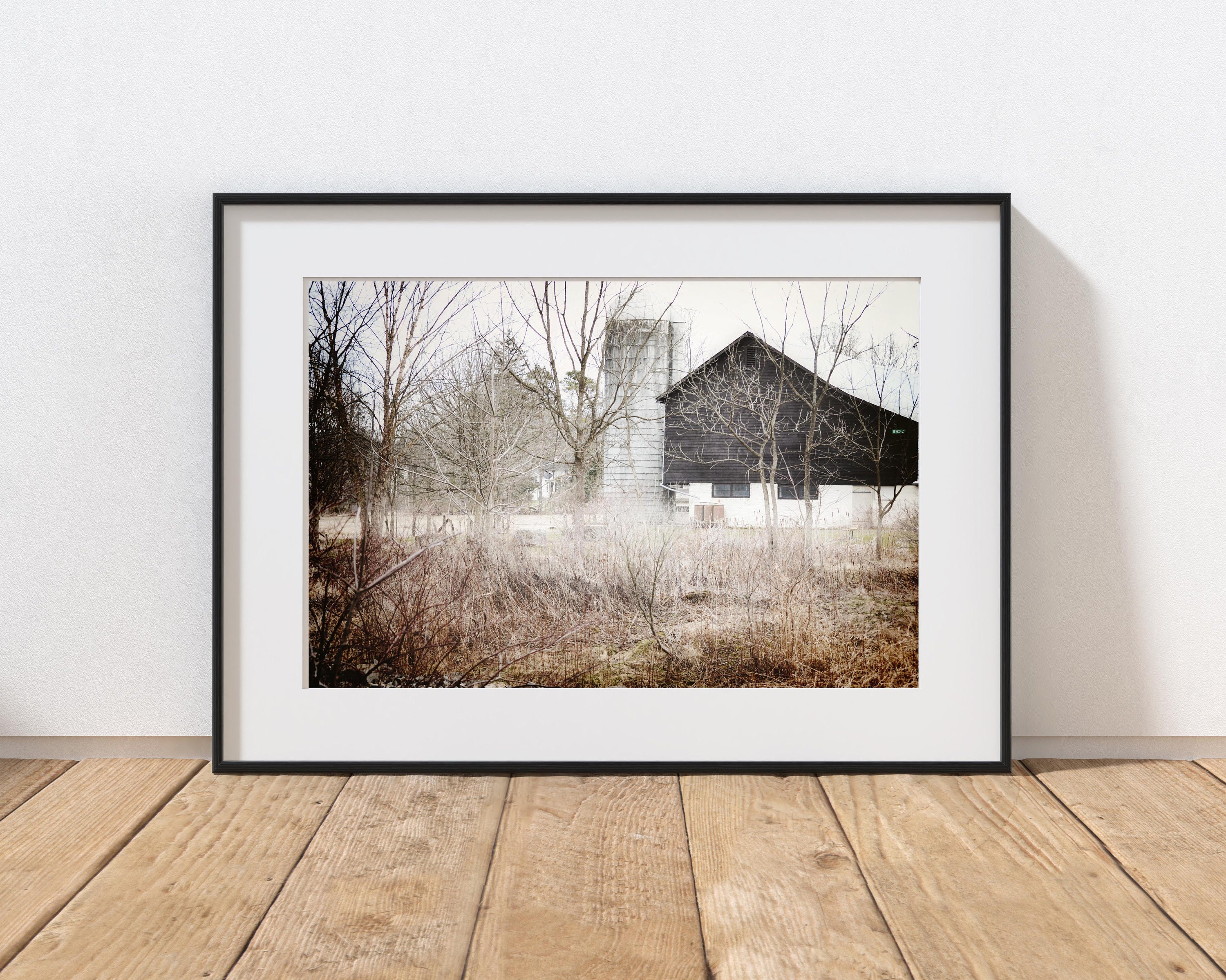 Barn Photography Print, Rustic Farmhouse Decor, Farm Photography, Old Barn Wall Art, Log Cabin Decor, Pennsylvania Winter Trees Landscape