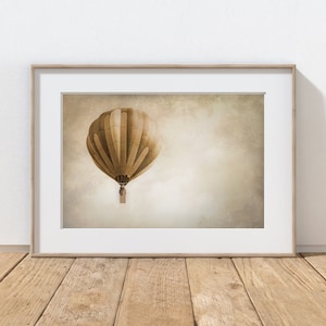 Hot Air Balloon Photography Print, Rustic Farmhouse Decor, American Flag Art, Sepia Art, Vintage Decor, Kids Room, Nursery Print, Sky Art