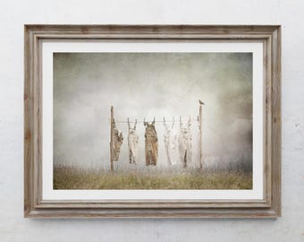 Vintage Overalls Photography Print, Digital Art, Whimsical Farm, Home Decor, Clothesline Art, Laundry Room, Pennsylvania Summer Landscape