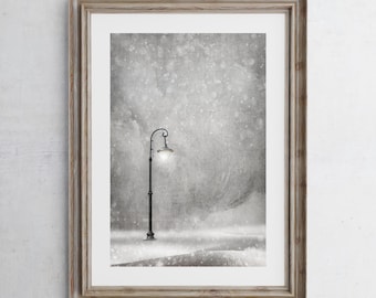 Victorian Town Snow Photography Print, Digital Art, Farmhouse Decor, Holiday Home Decor, Christmas Art, Whimsical Art, Winter Landscape